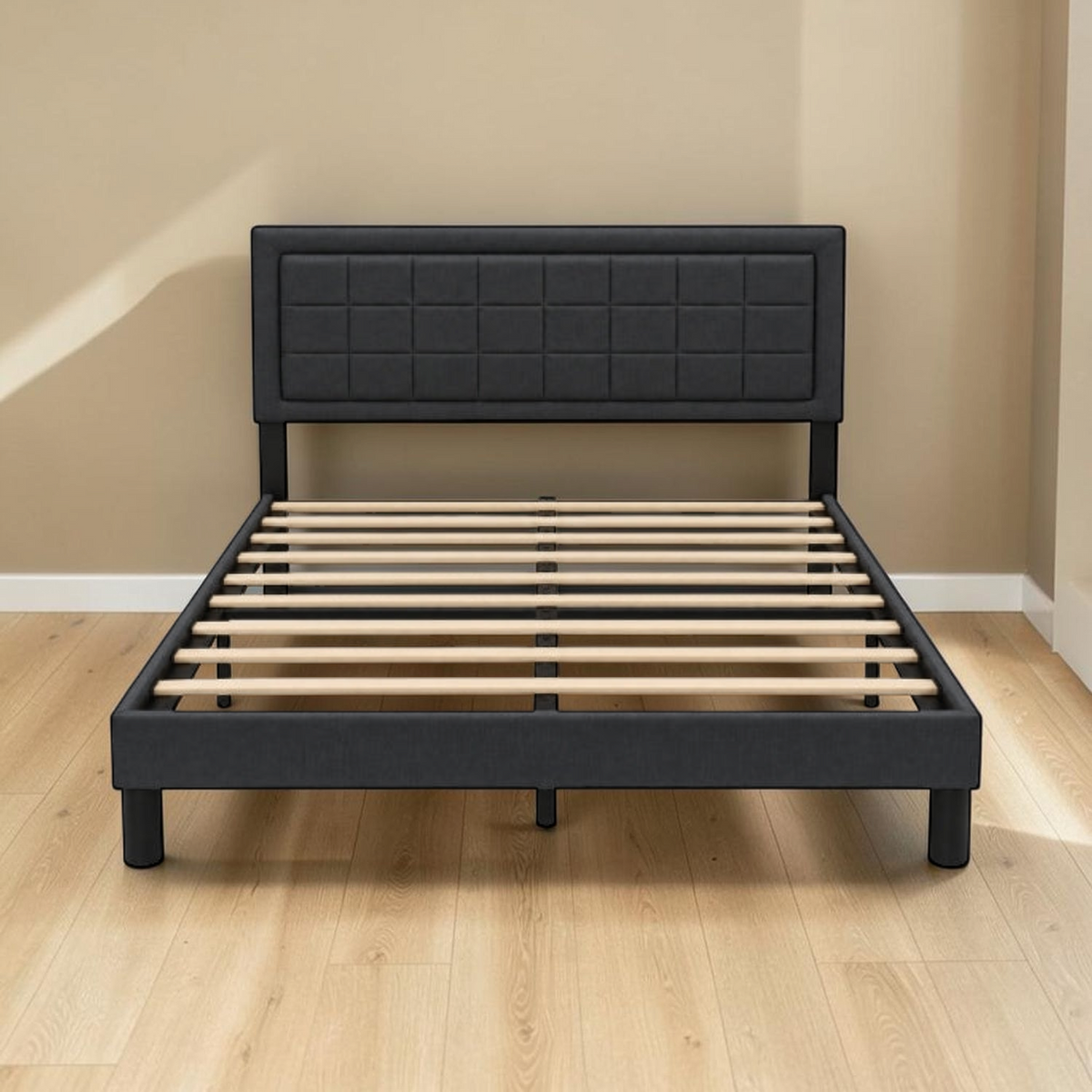 Cama Full Gris Oscuro Cuadros en ambiente