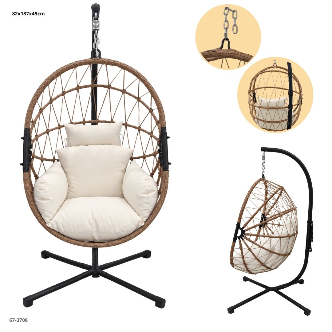 Silla Columpio Ovalada con Base 82x45x187 cm Crema