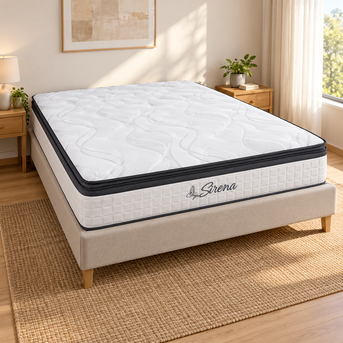 Colchón Semi Ortopédico Pillow Top Empacado al Vacío Sirena 32 cm en ambiente