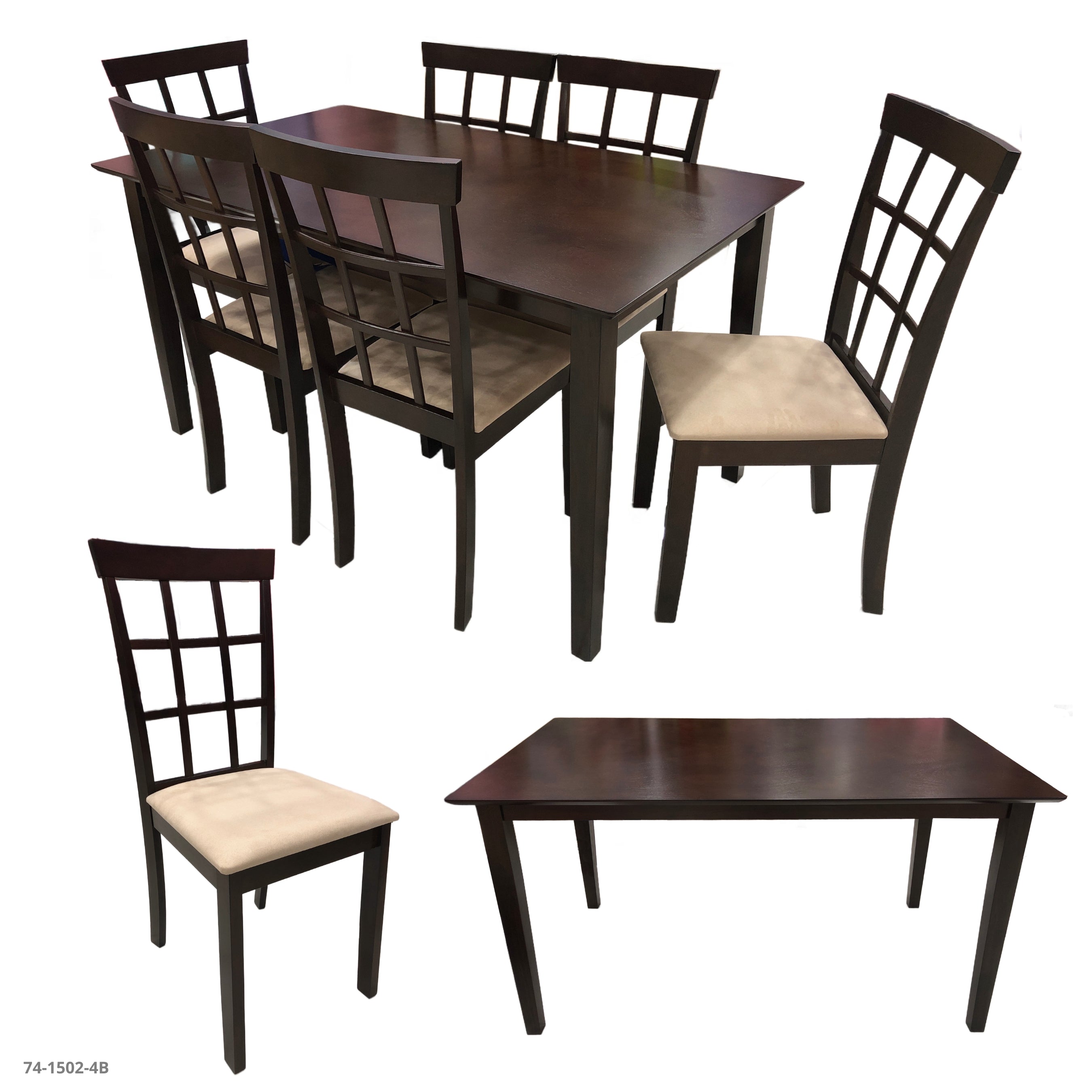 JGO COMEDOR HELENA 6 SILLAS CAPUCCINO 140X80CM - madera