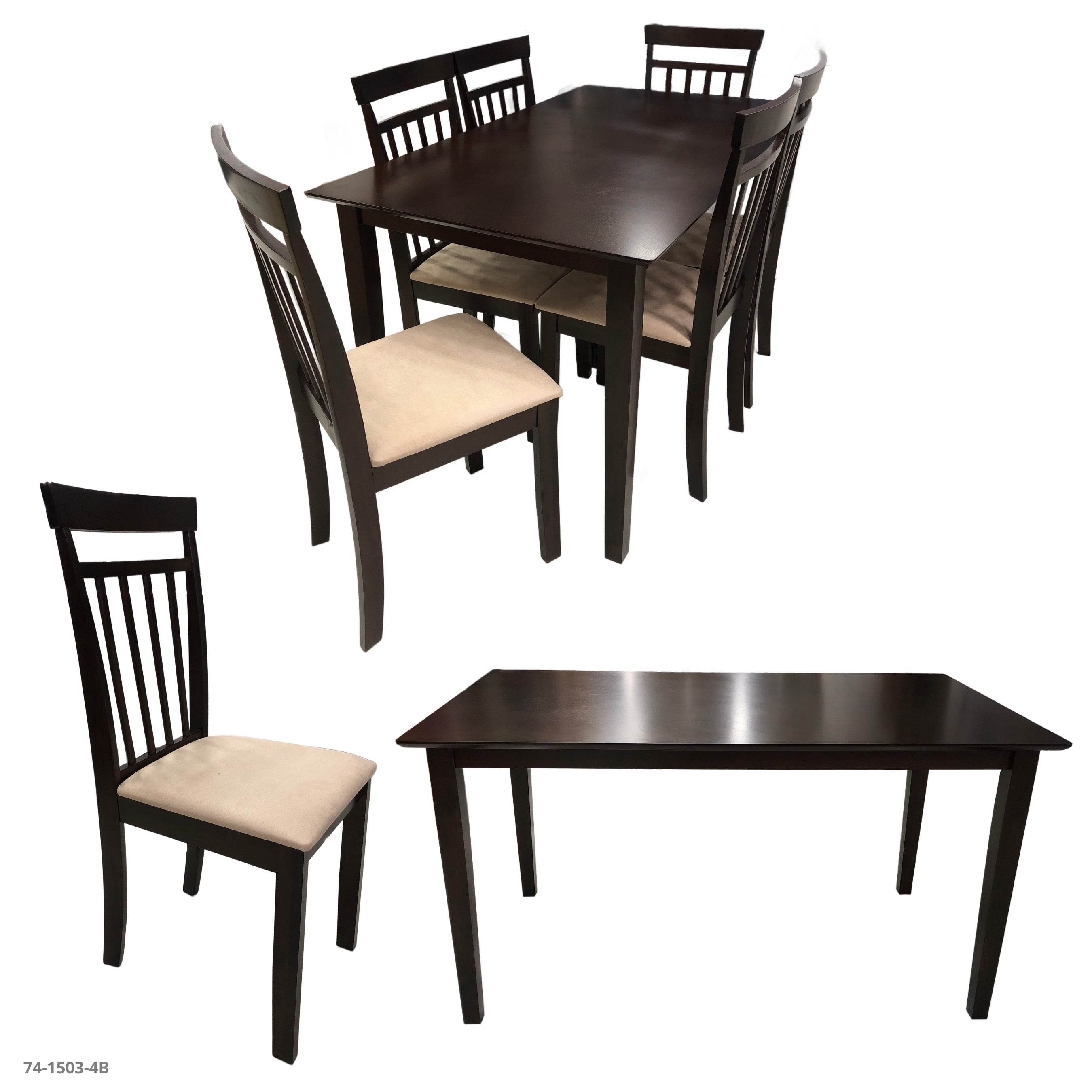 JGO COMEDOR KANSAS 6 SILLAS CAPUCCINO 140X80CM - madera