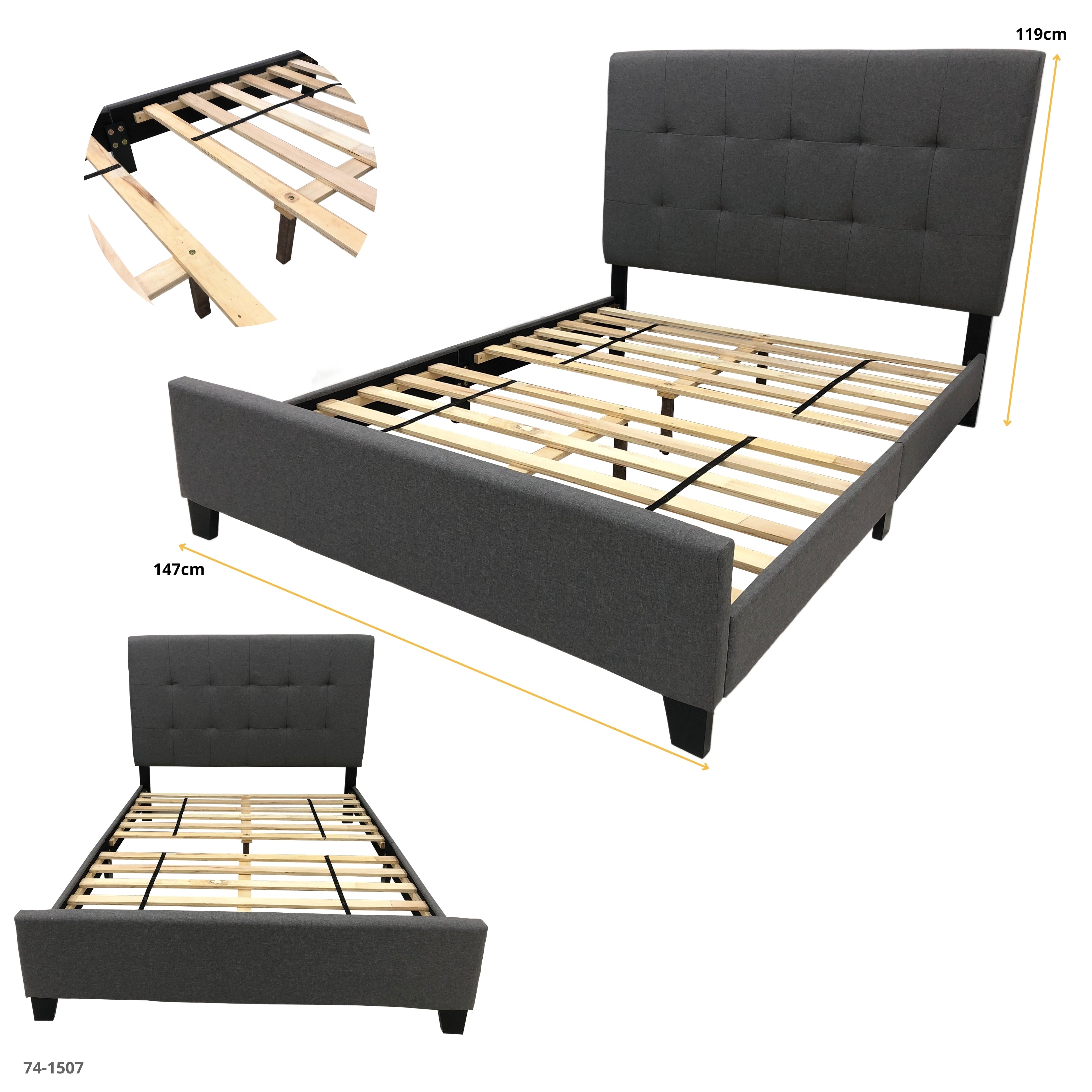 Cama Emily Full Gris - Ref. 74-1507