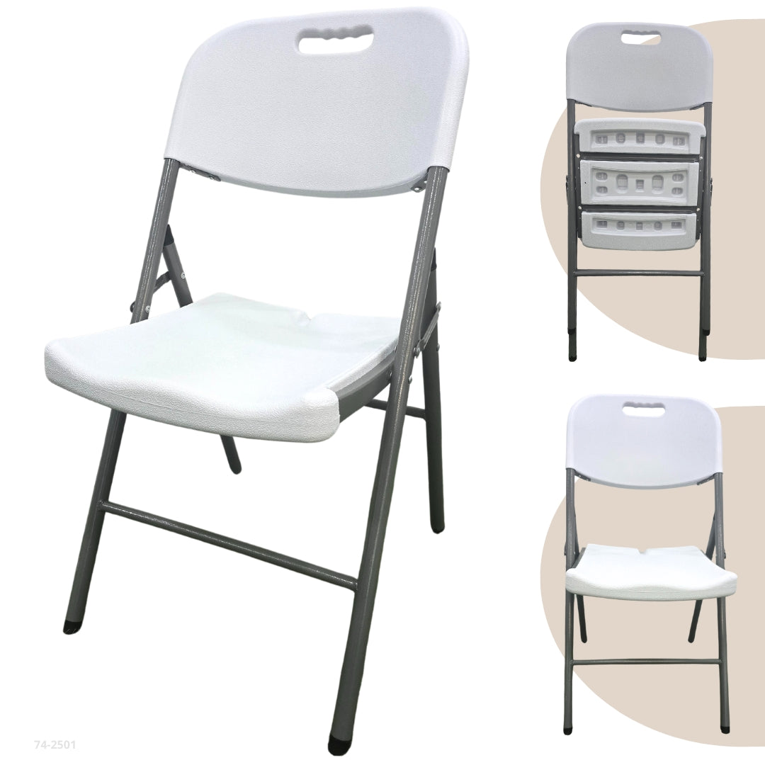 SILLA PLASTICA PLEGABLE BLANCA ESP 5.0CM 46X87X49 cm