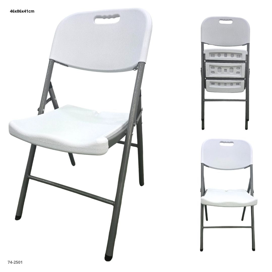 SILLA PLASTICA PLEGABLE BLANCA