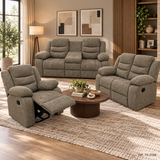 Juego de Sofá Reclinable 3-2-1 en Tela Beige Oscuro - en ambiente (75-3188)