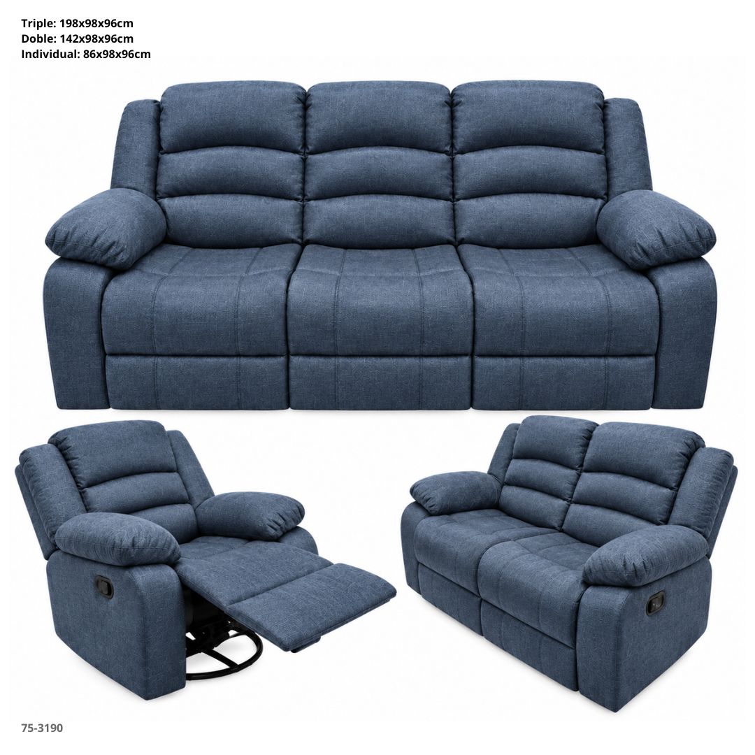 Juego de Sofá Reclinable de 3 Piezas 198x98x96 cm - Ref. 75-3190