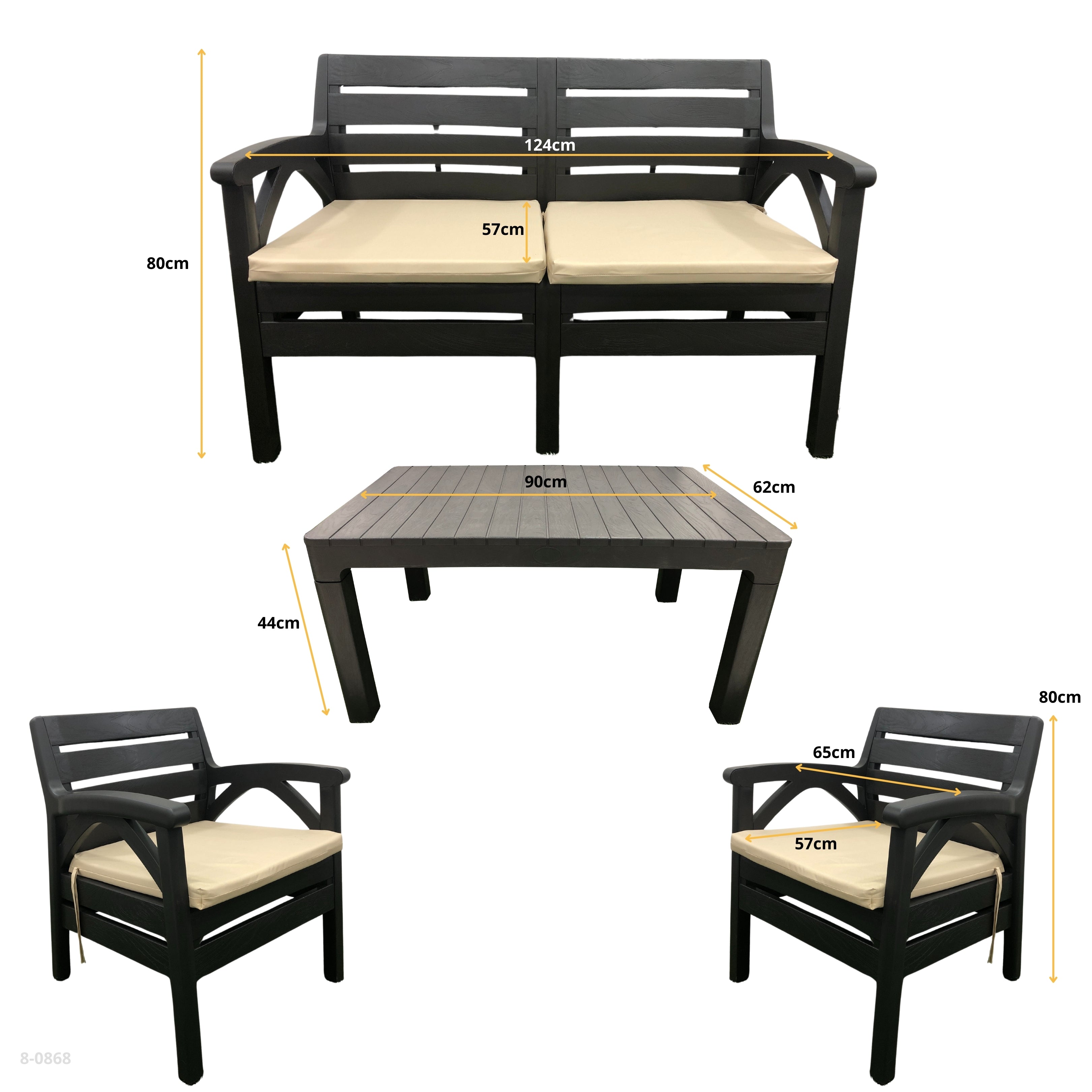 JUEGO DE TERRAZA 4 PUESTO PLASTICO