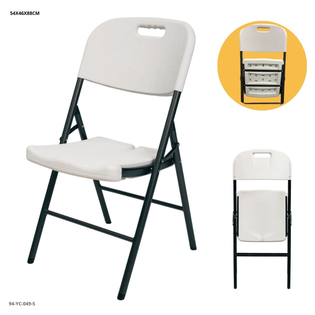 SILLA PLASTICA PLEGABLE BLANCO 54X46X88CM YC-049