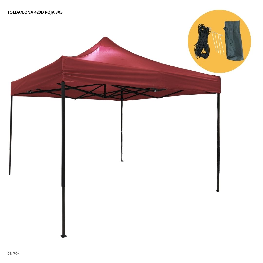TOLDA/LONA 420D ROJA 3X3 - plegable