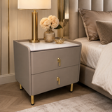 2-Drawer Smart Nightstand in Khaki and Dark Gray