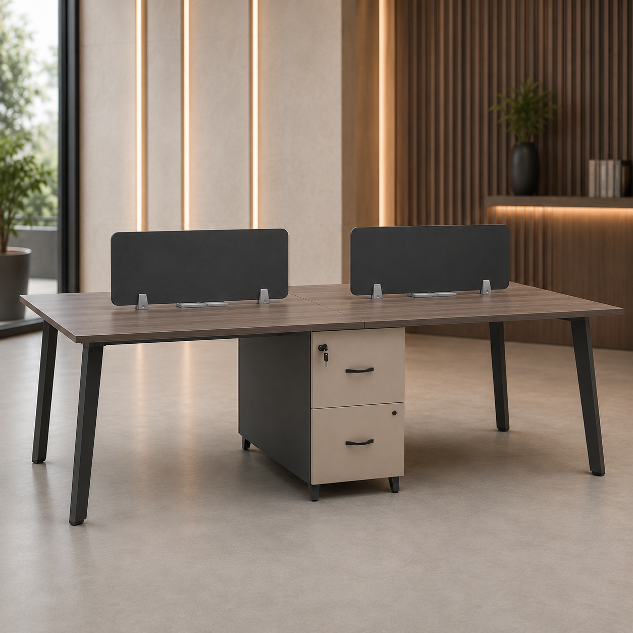 ESTACION DE TRABAJO 4 PUESTOS 240*240*75CM CON 2 GABINETES