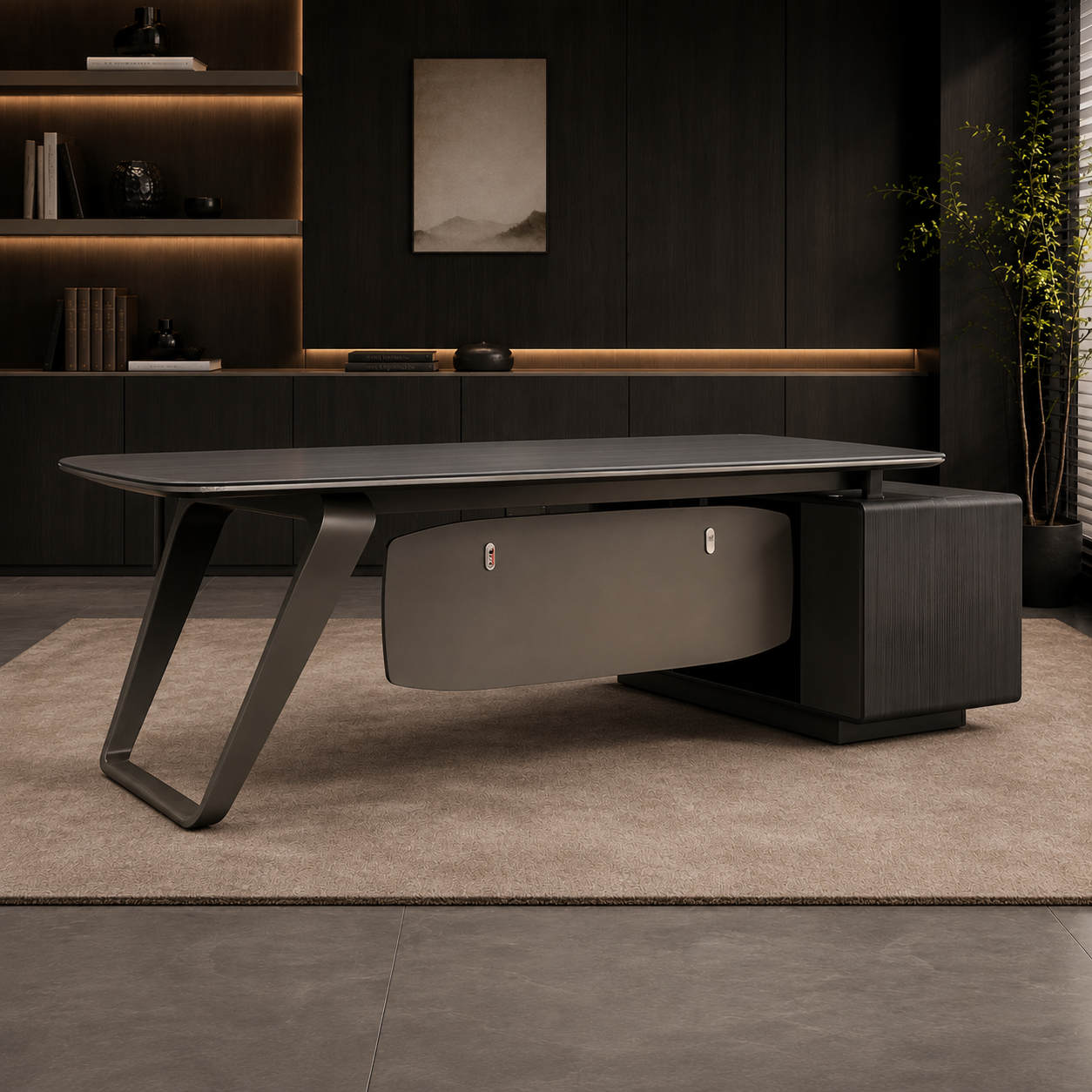 ESCRITORIO L 240*98*75CM CON GABINETE
