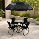 Juego de Terraza con 4 Sillas+Mesa y Paragua
