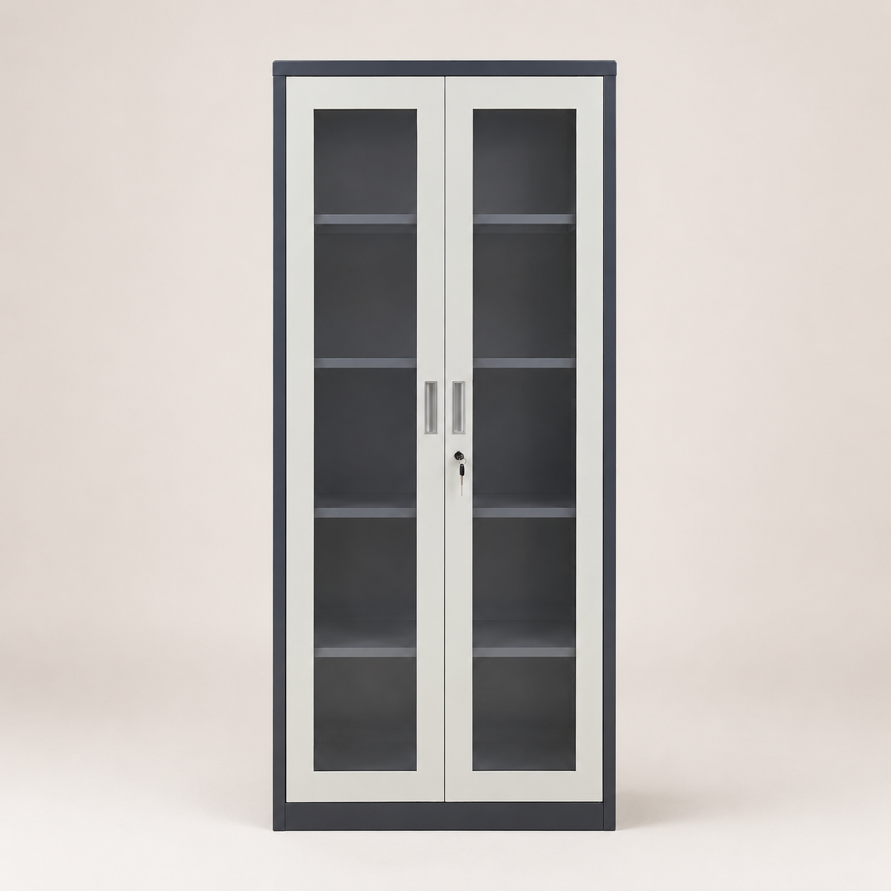 GABINETE METALICO CON 2 PUERTAS DE VIDRIO PLEGABLE
