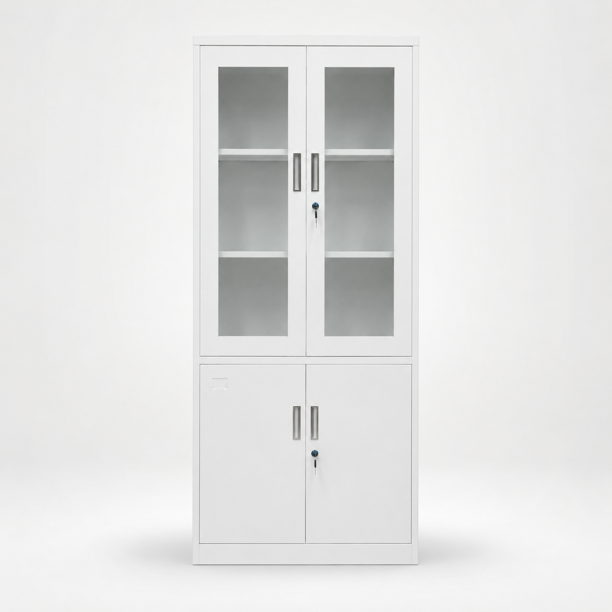 GABINETE METALICO CON 2 PUERTAS VIDRIO Y 2 DE METAL PLEGABLE