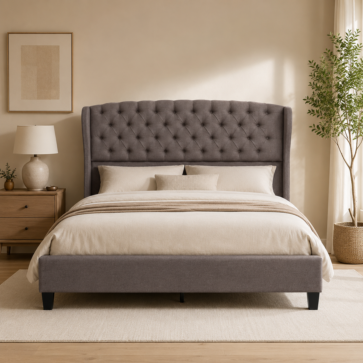 CAMA GRIS OSCURO