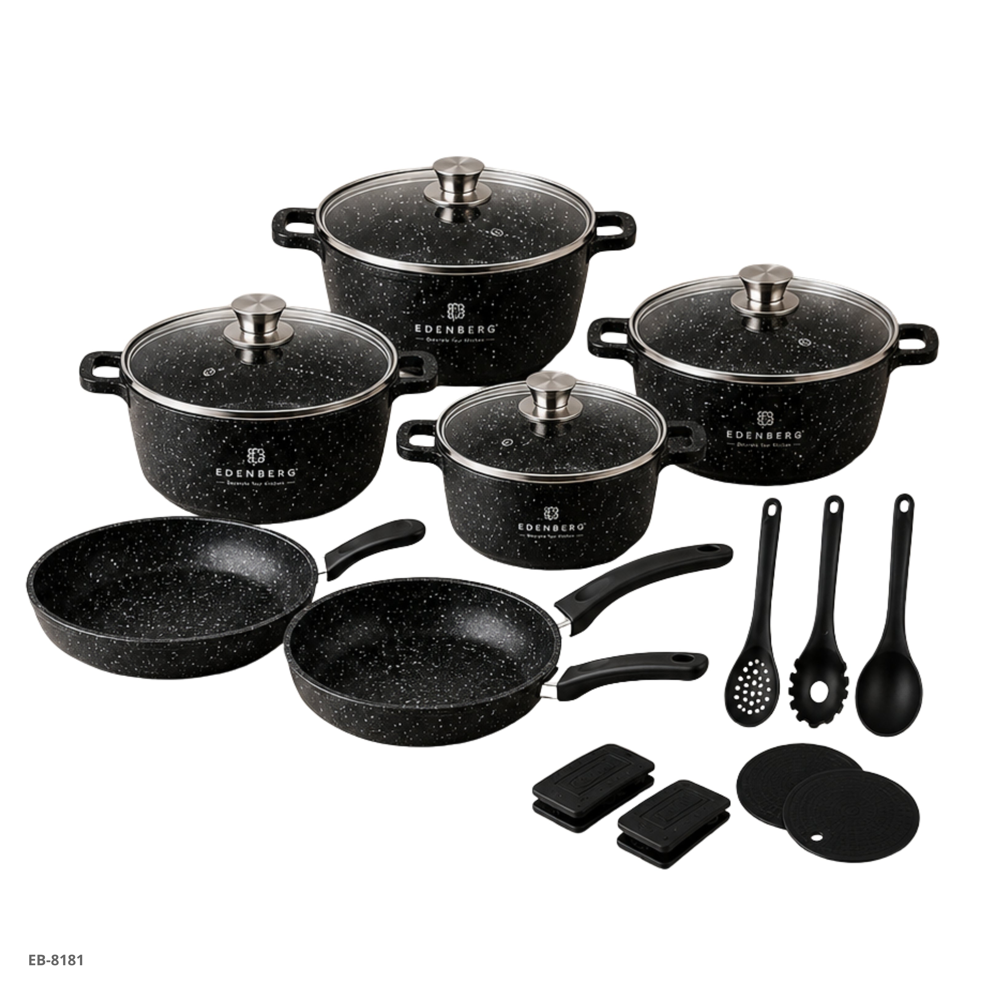 Set de Cacerolas y Sartenes 17 Piezas Edenberg - Ref. EB-8181