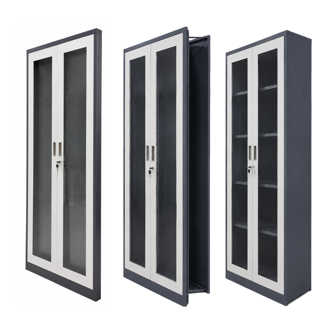 Gabinete Metalico con 2 Puertas de Vidrio Plegable