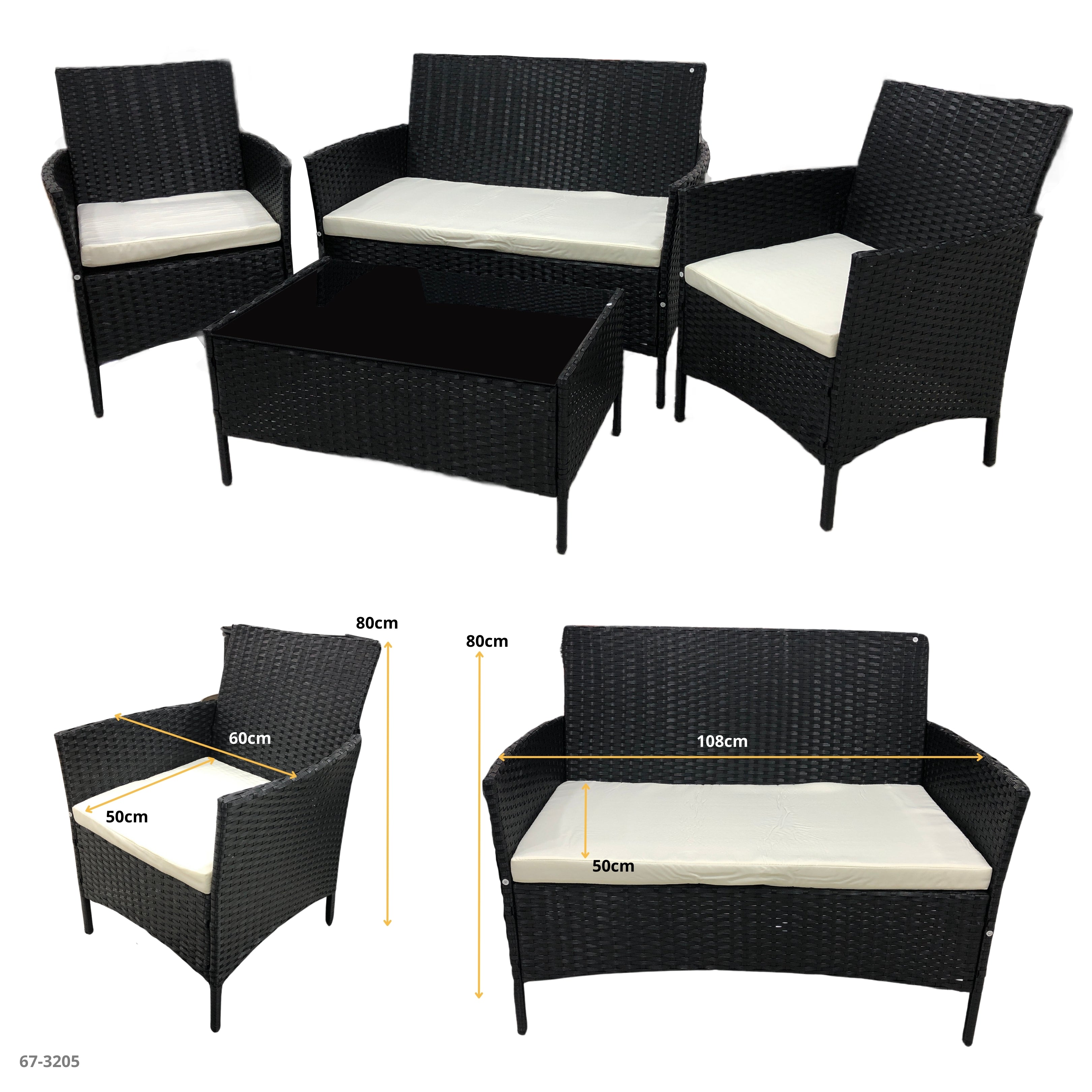 JUEGO DE 4 PIEZAS COLOR NEGRO