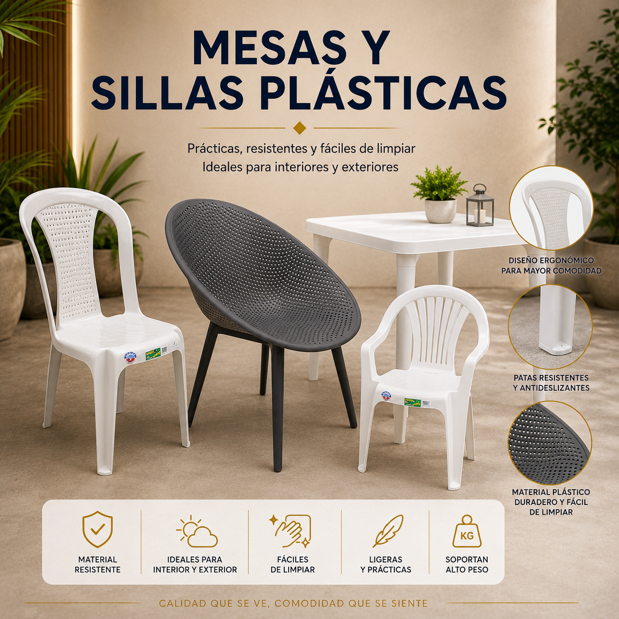 mesas y sillas plasticas