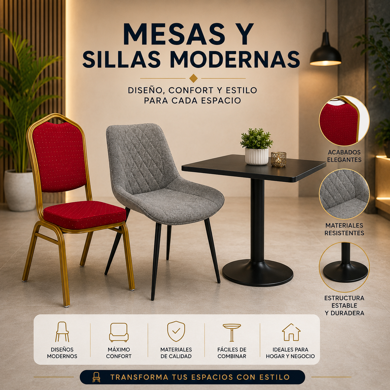 mesas y sillas modernas