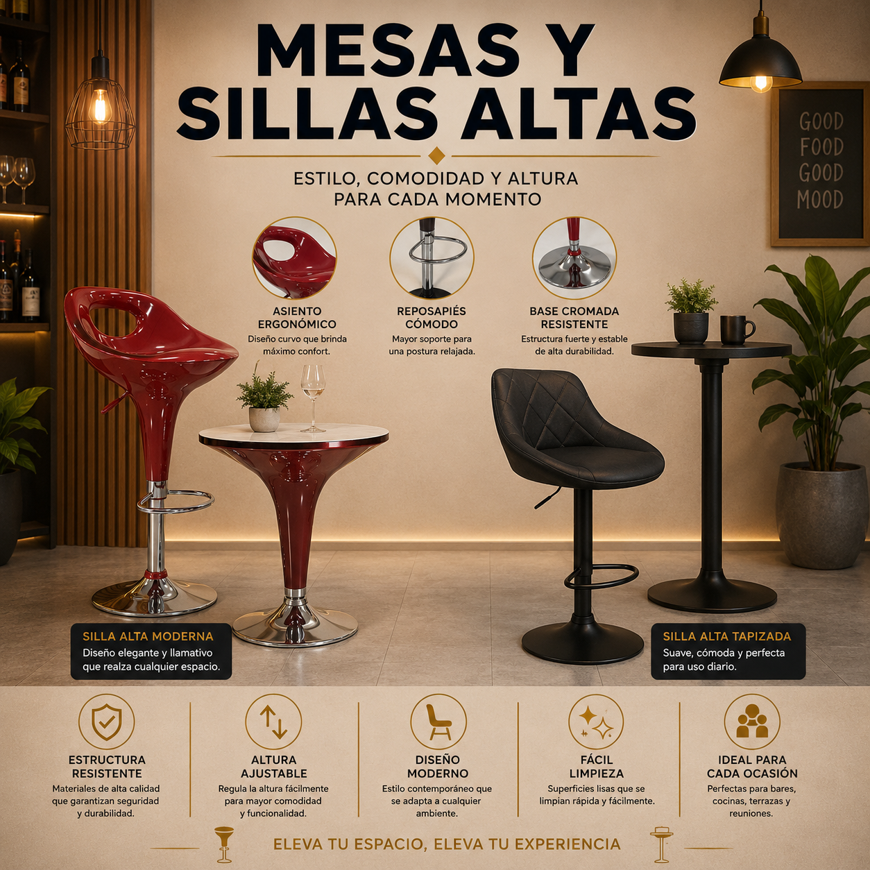 mesas y sillas Altas