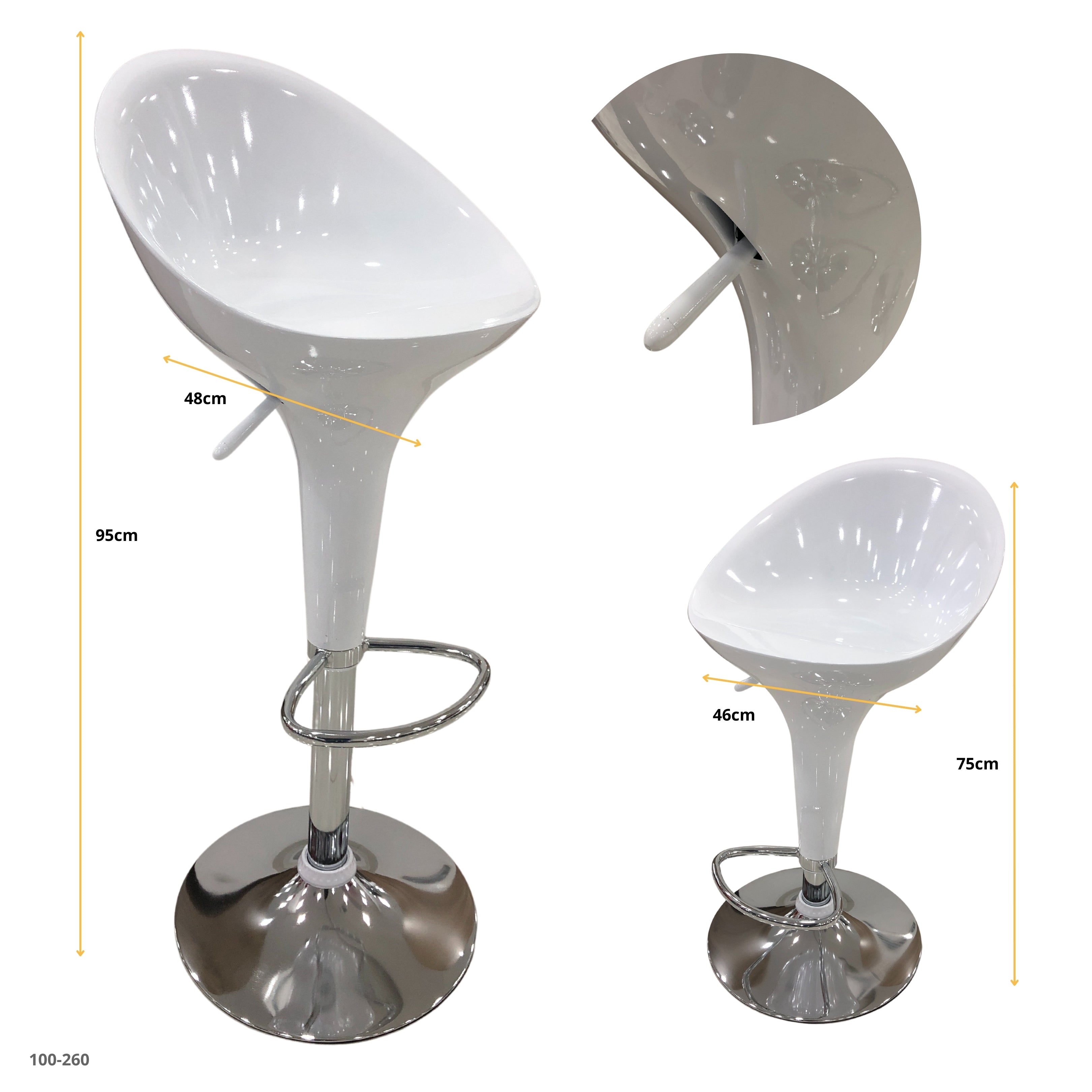 SILLA DE BAR BLANCA/ BASE CROMADA