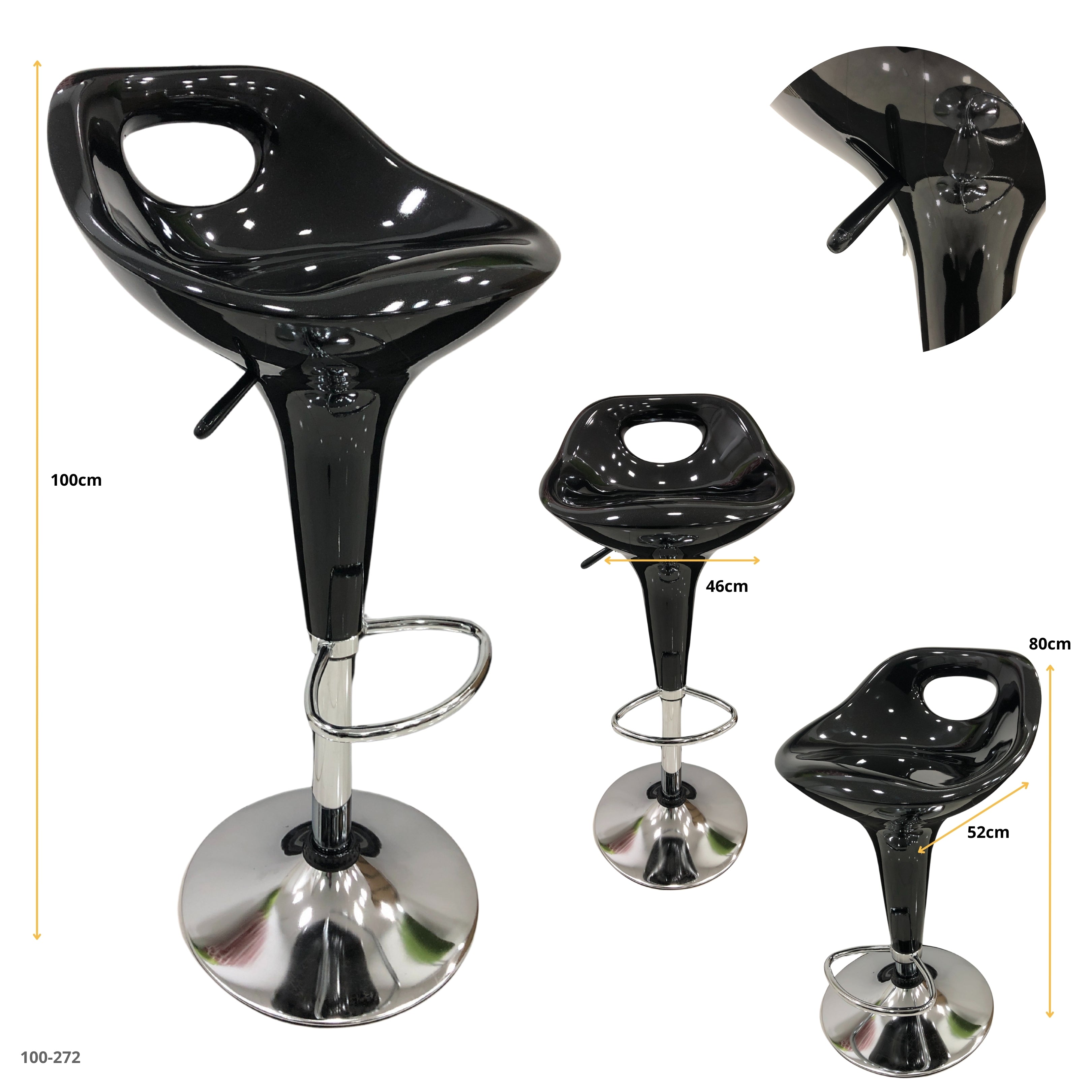Silla de bar negra base cromada - 100-272