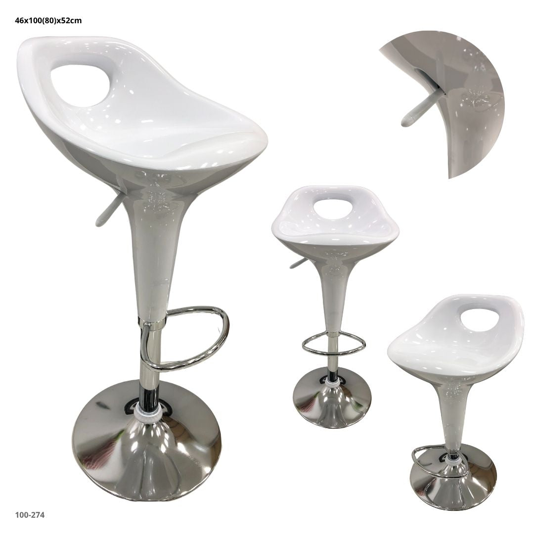 Silla de bar acrilica blanca base cromada 100-274