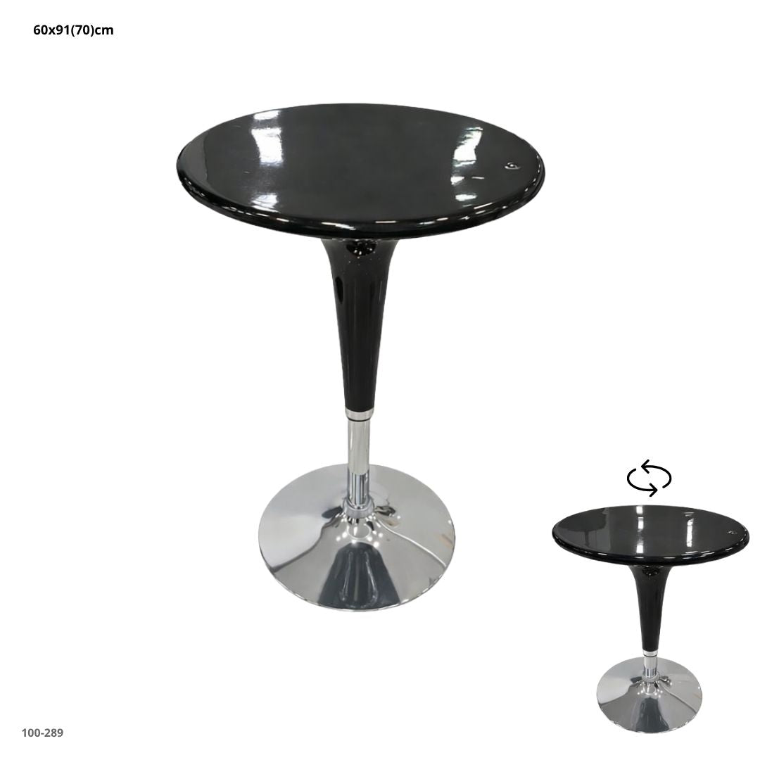 MESA DE BAR NEGRA/BASE PLATEADO