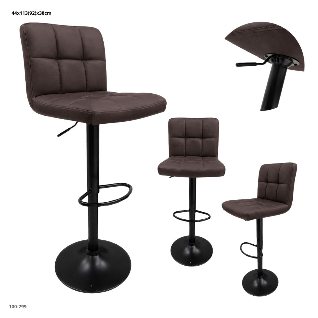 Silla de bar gamuza cuadros chocolate base negra 100-299