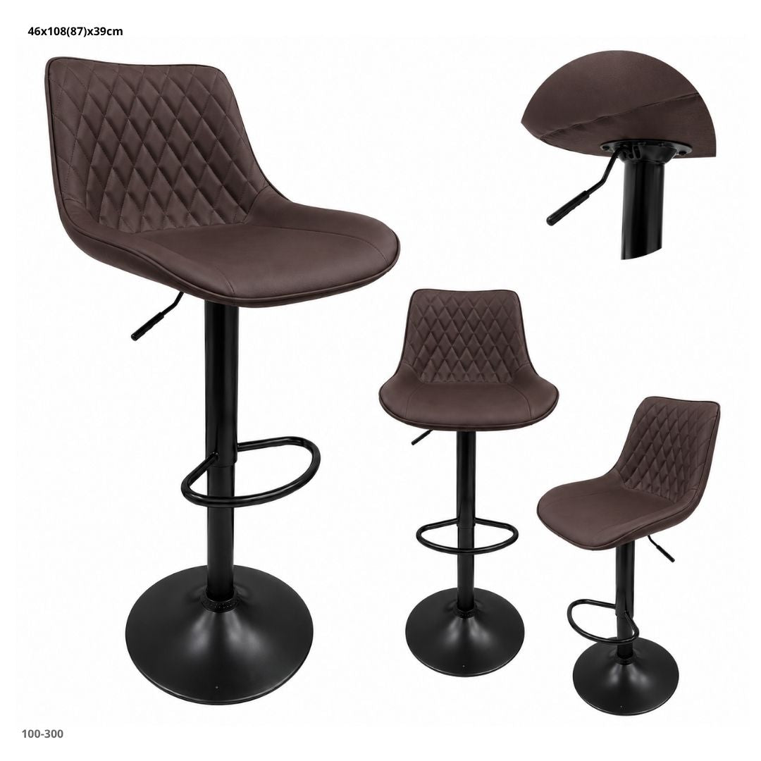 Silla de bar gamuza rombos chocolate base negra 100-300