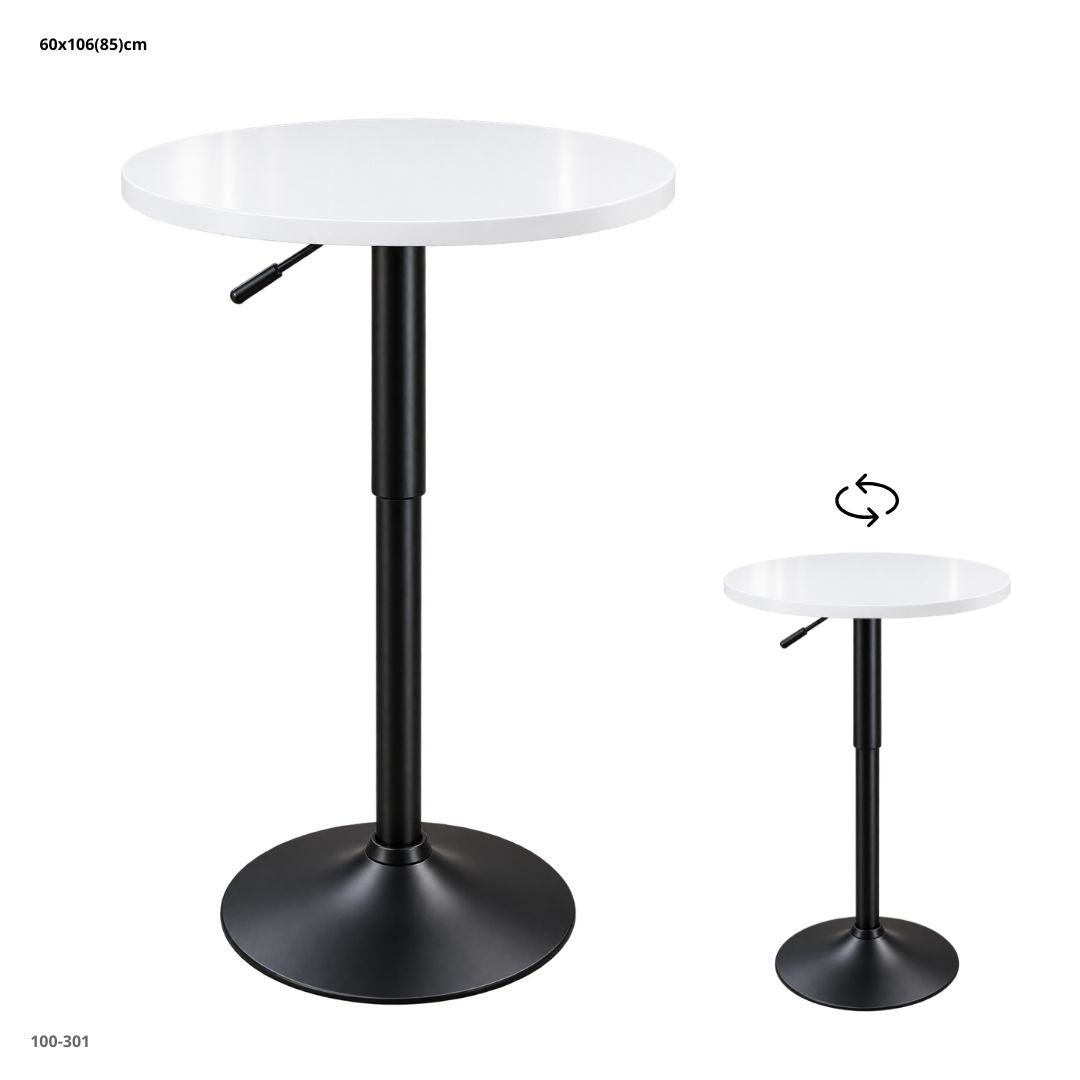 Mesa de bar redonda ajustable blanca 100-301