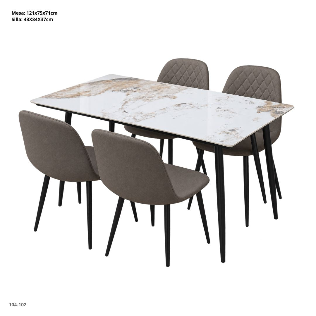 Juego de comedor chocolate 4 sillas 104-102