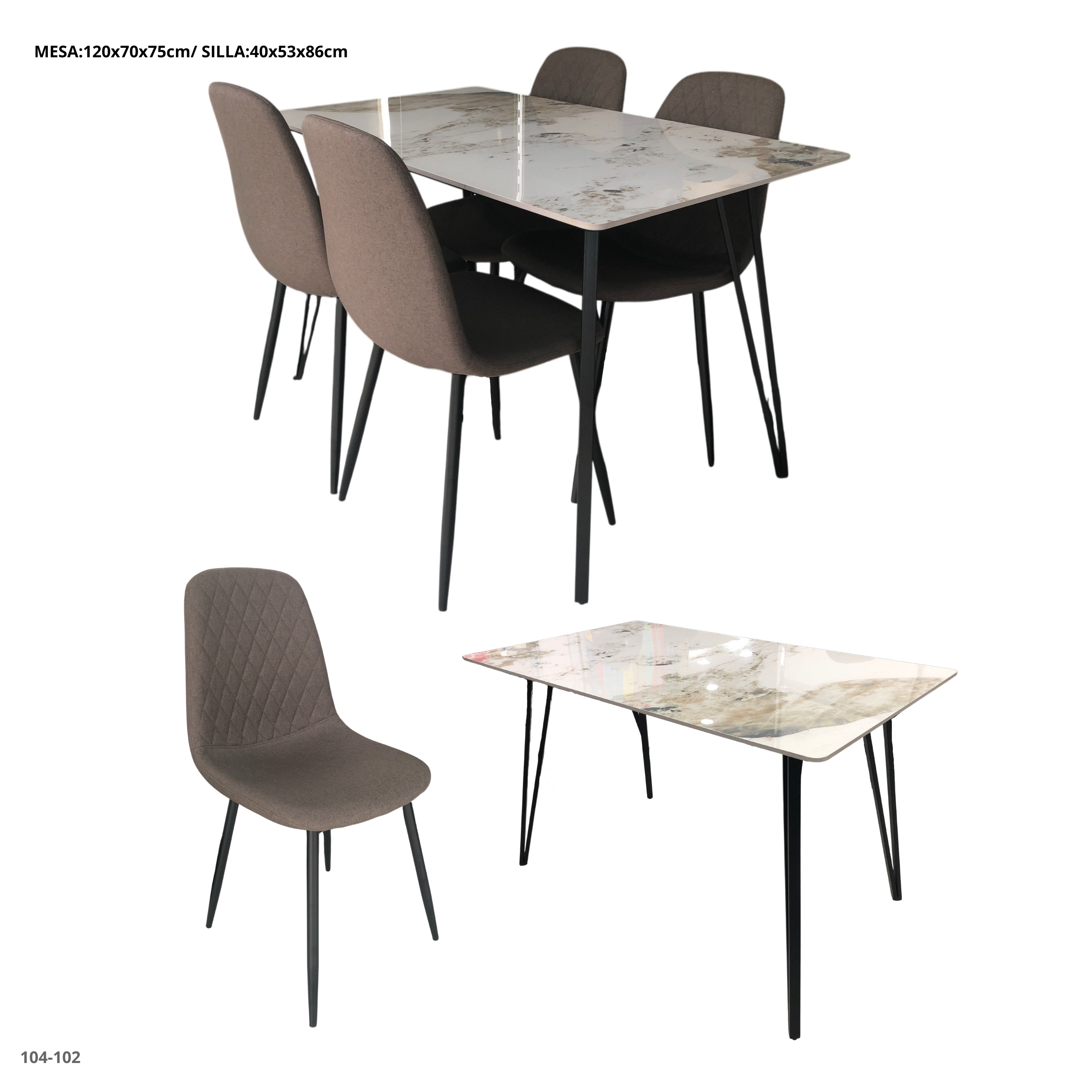 JGO COMEDOR CHOCOLATE 4 SILLAS