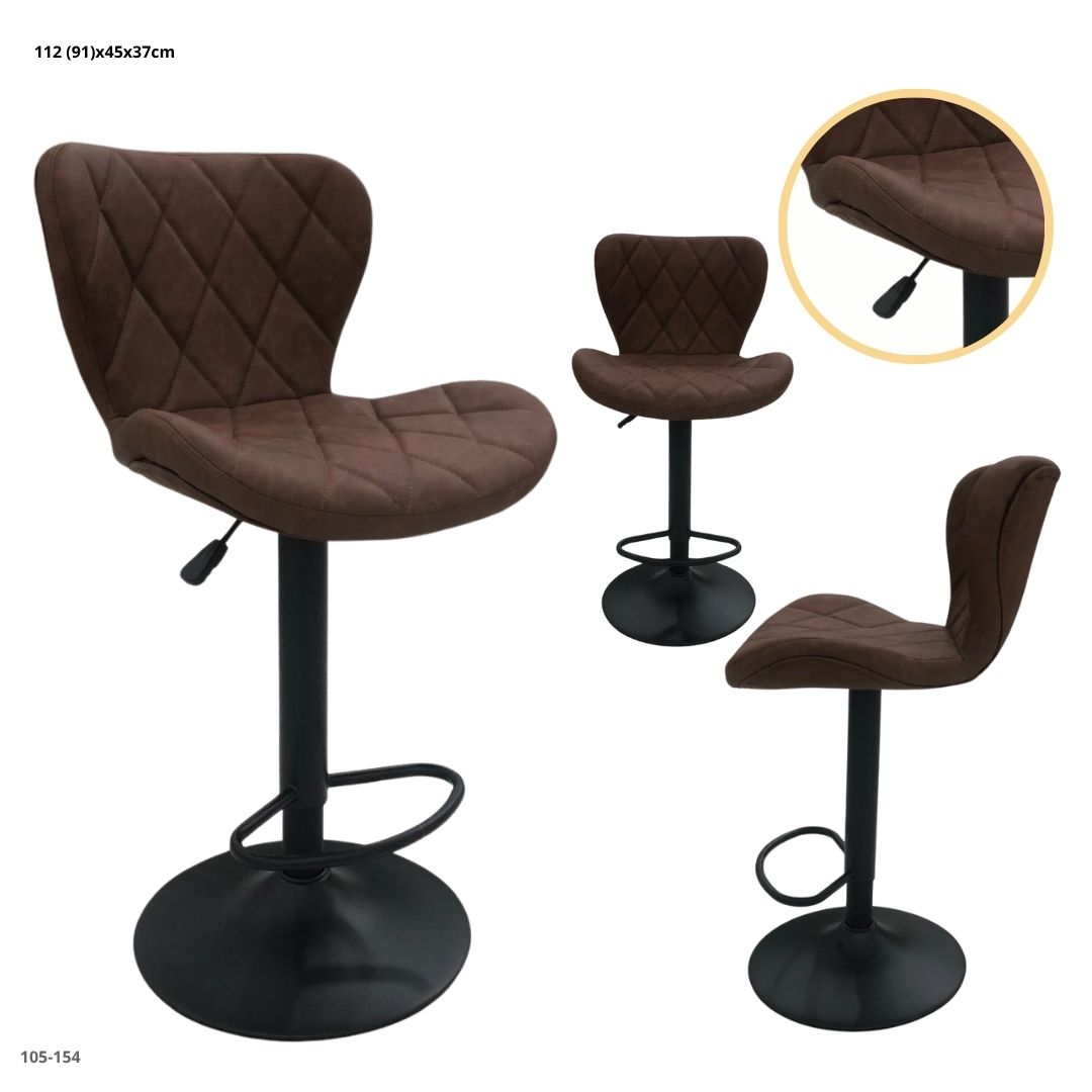 SILLA DE BAR CUERINA CHOCOLATE BASE NEGRA - negra
