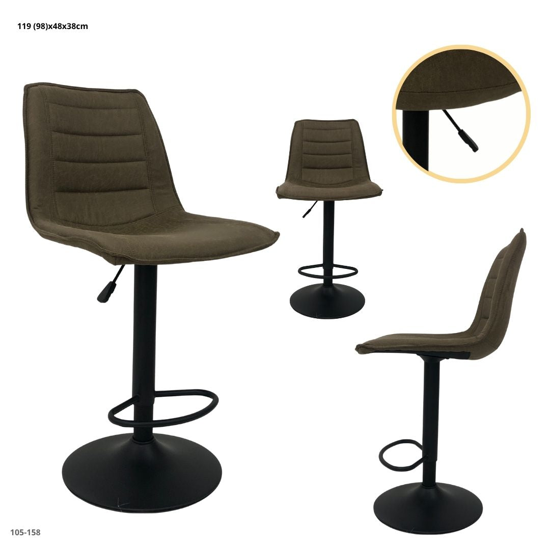 Silla de bar gamuza marrón base negra 105-158