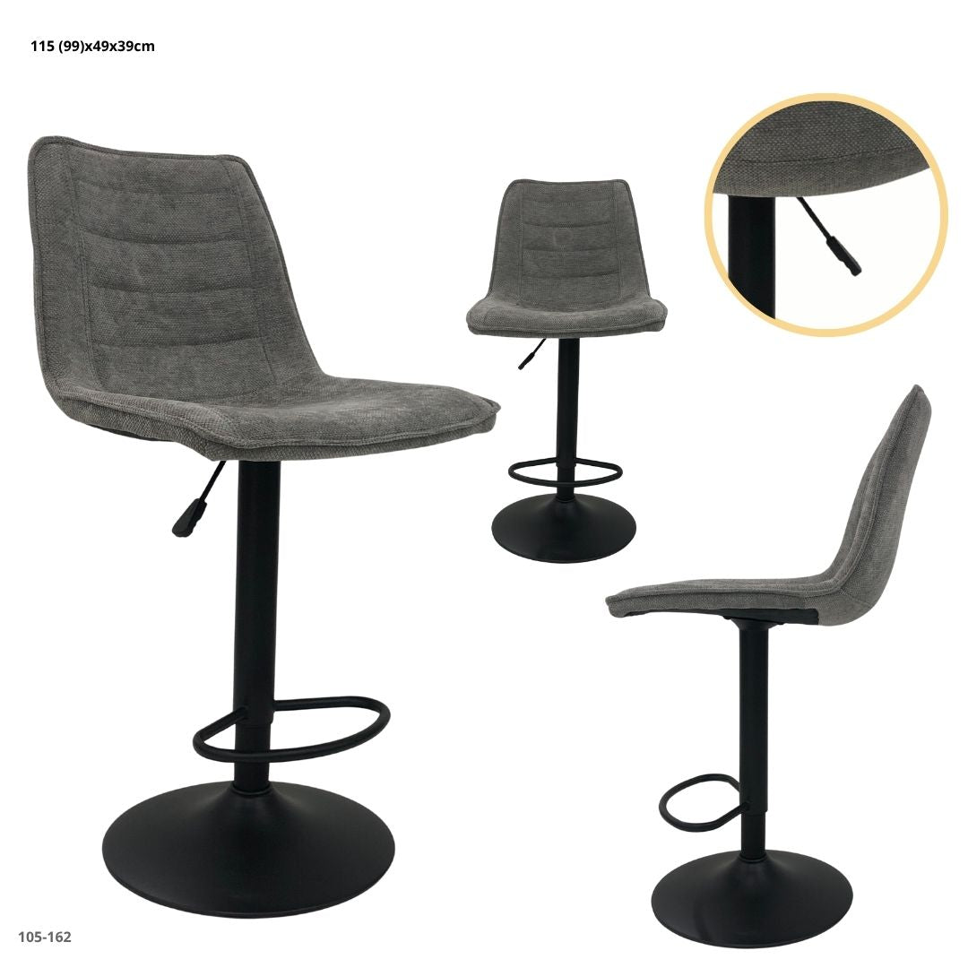 Silla de Bar Cuerina Gris Base Negra - vista 2 - Ref. 105-162