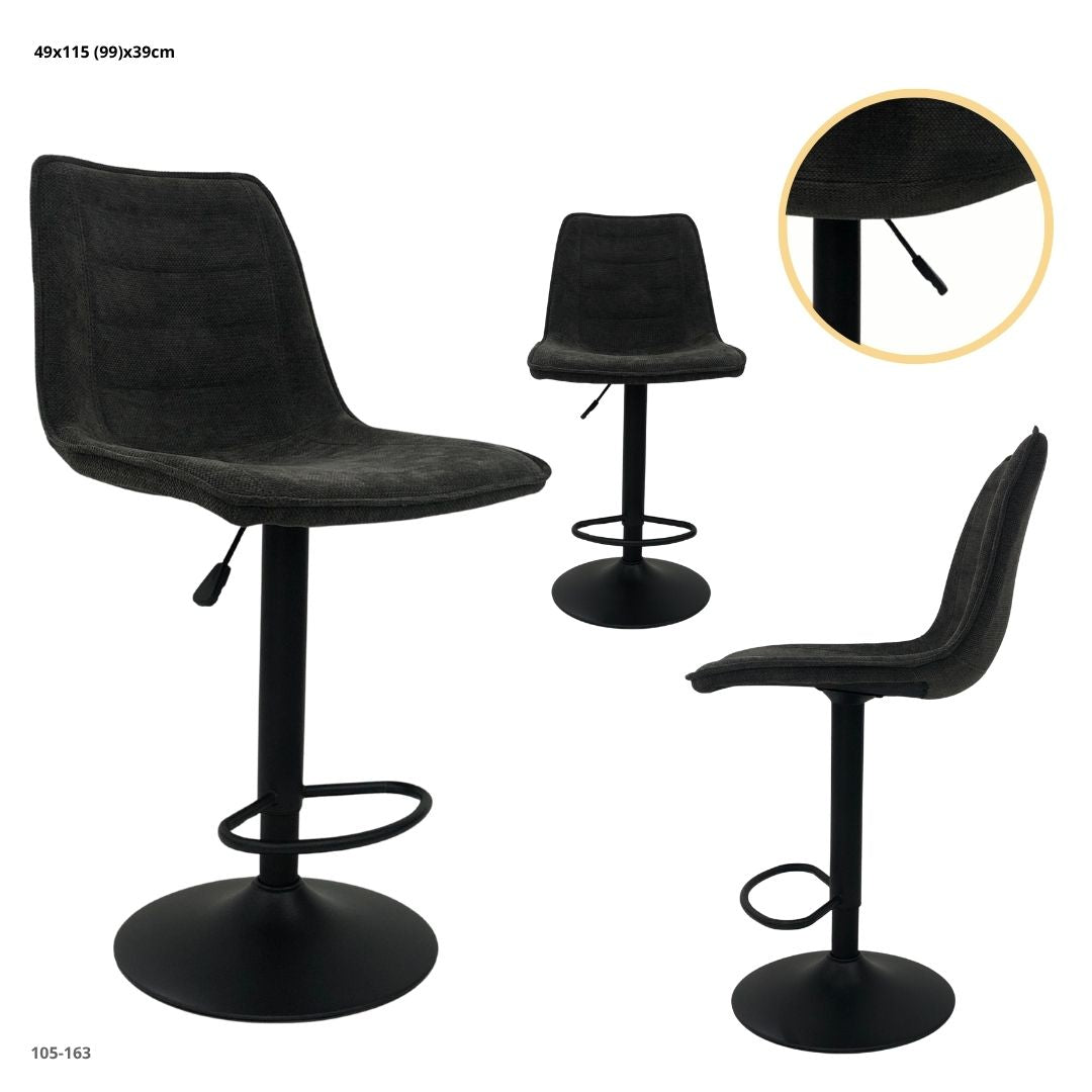 Silla de Bar Cuerina Negra Base Negra - Ref. 105-163