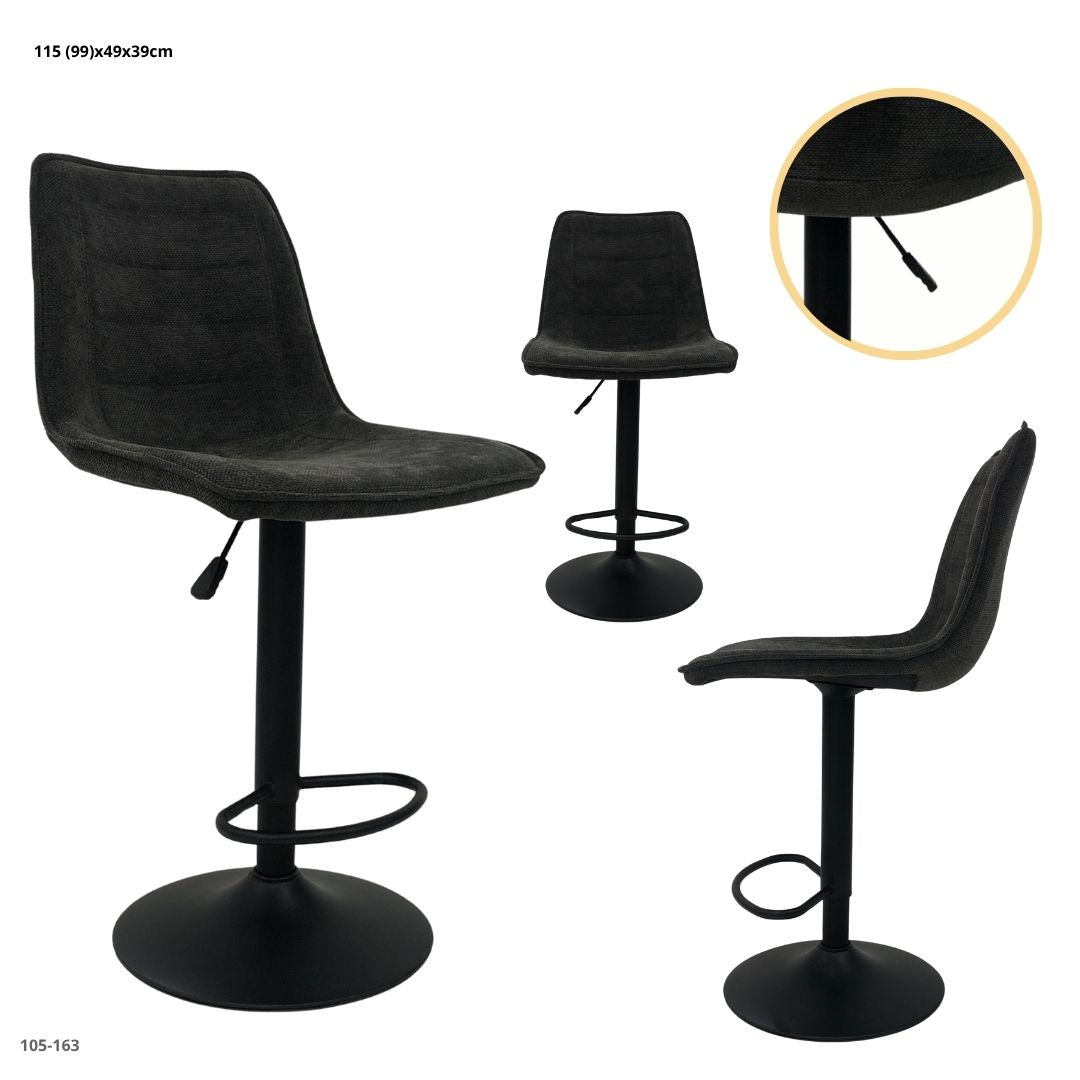 Silla de Bar Cuerina Negra Base Negra - vista 2 - Ref. 105-163