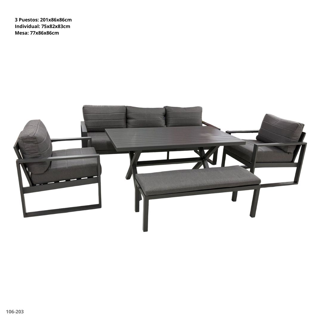 JGO DE TERRAZA 5PZA ALUMINIO GRIS