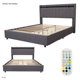 CAMA GRIS CON 4 GAVETAS LED/USB/CONECTOR ELECTRICO - madera
