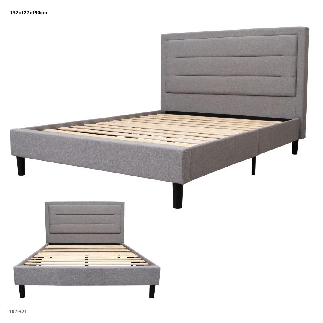 Cama Gris Claro Cabecero Líneas