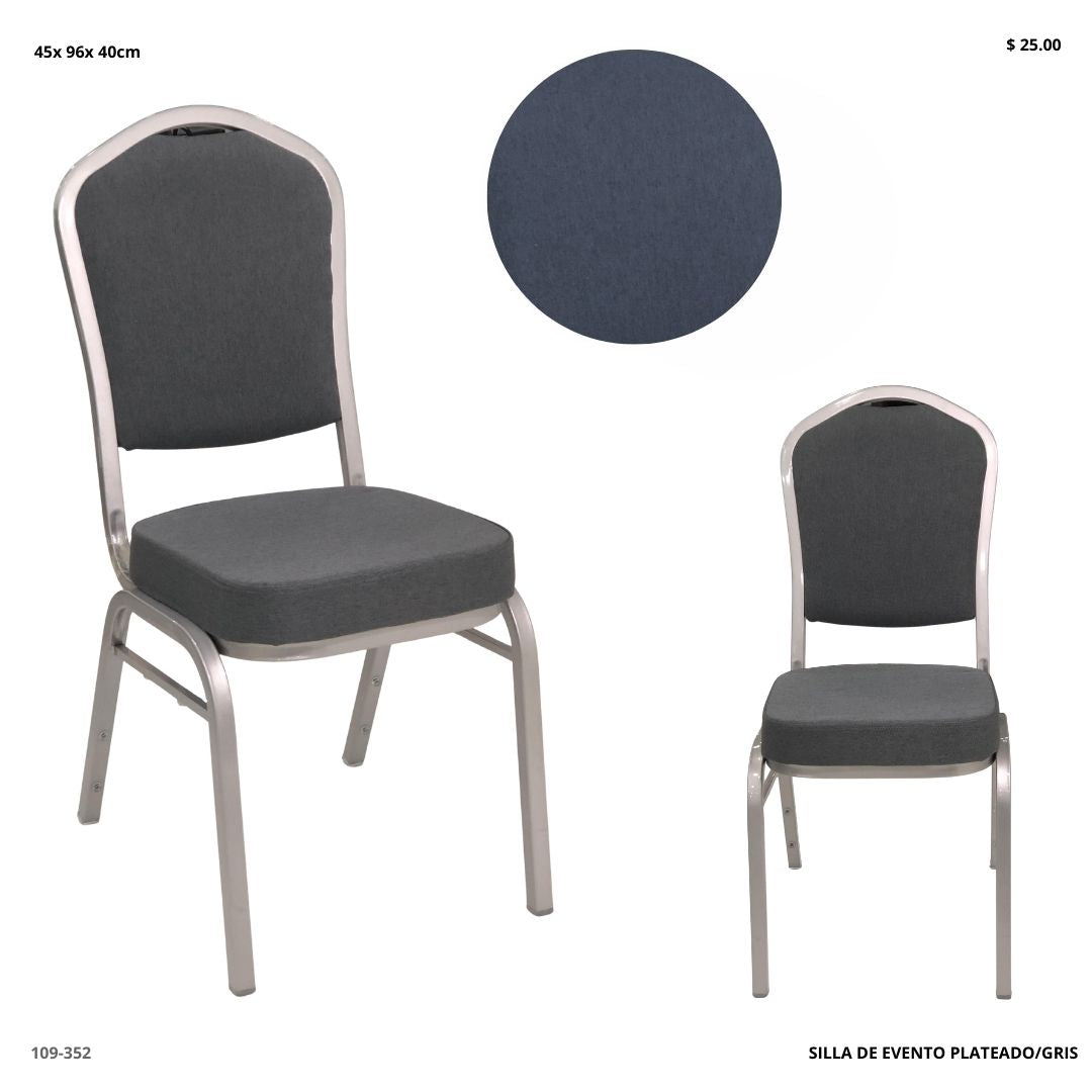 SILLA DE EVENTO PLATEADO/GRIS