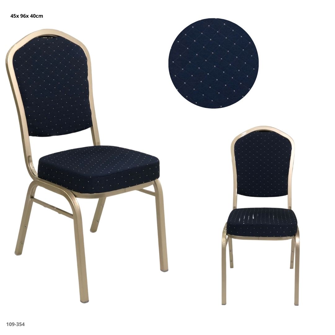 SILLA DE EVENTO AZUL OSCURO C/PUNTOS DORADOS