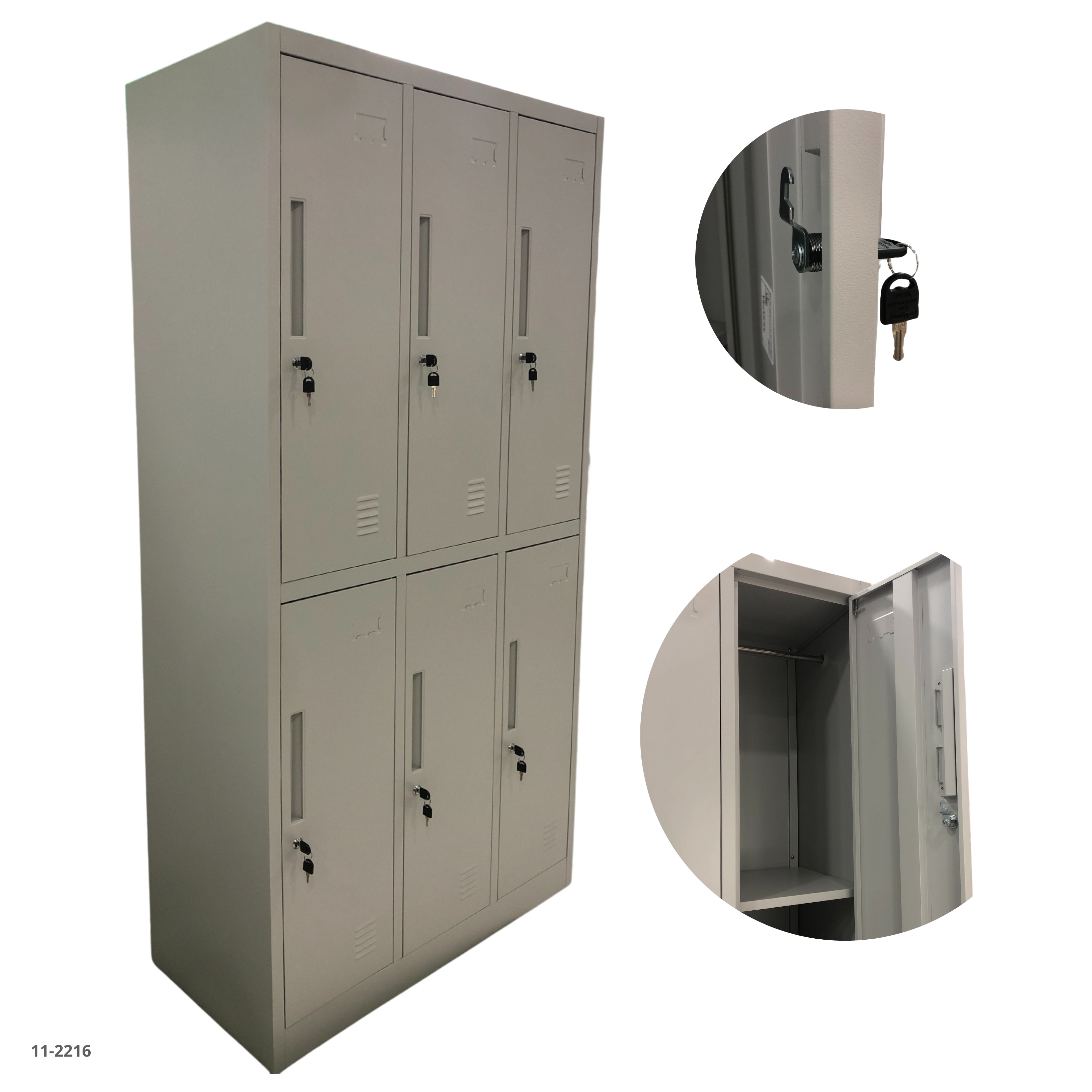 CASILLERO METALICO 6 PUERTAS GRIS