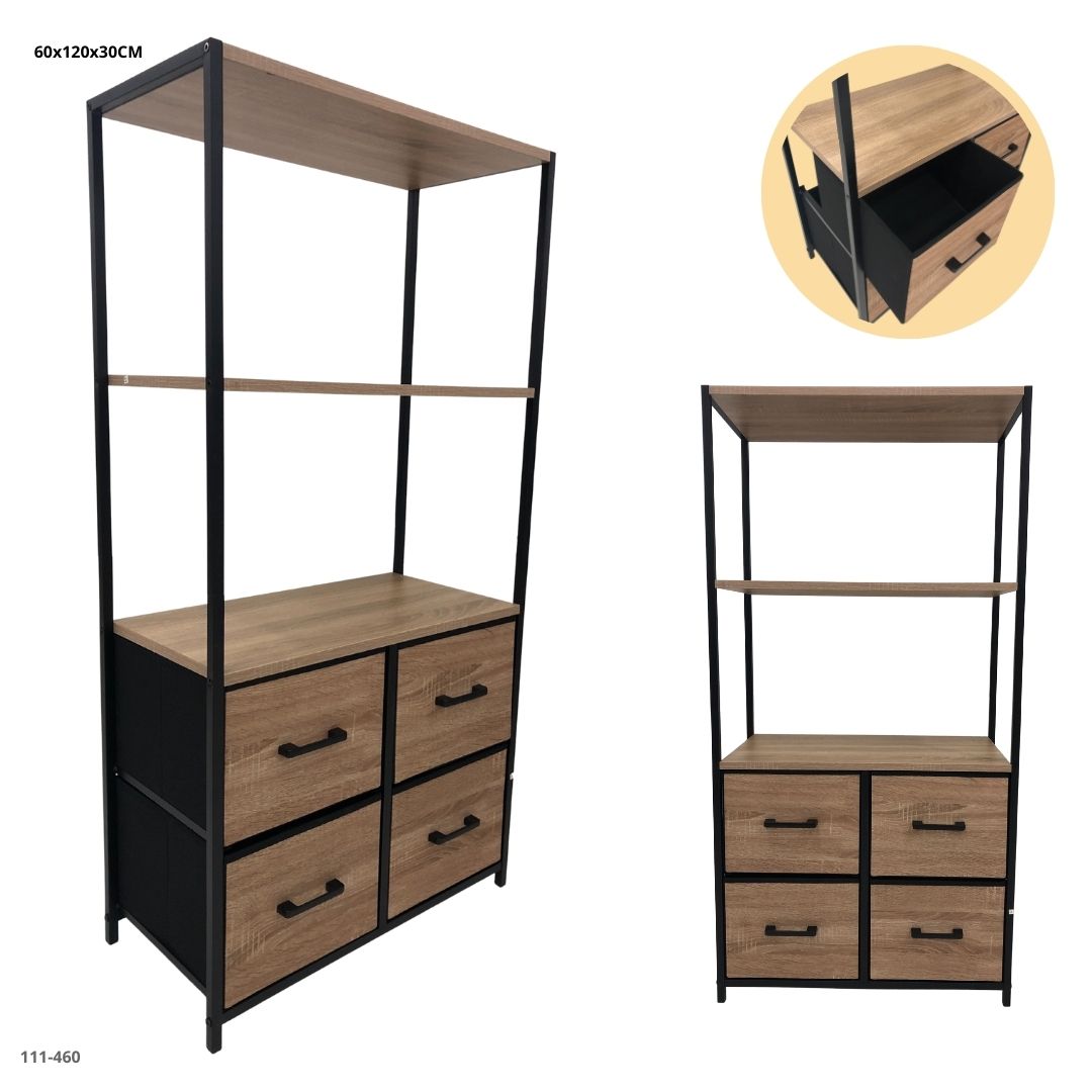 ESTANTERIA CON 4 GAVETAS 60*120*30CM