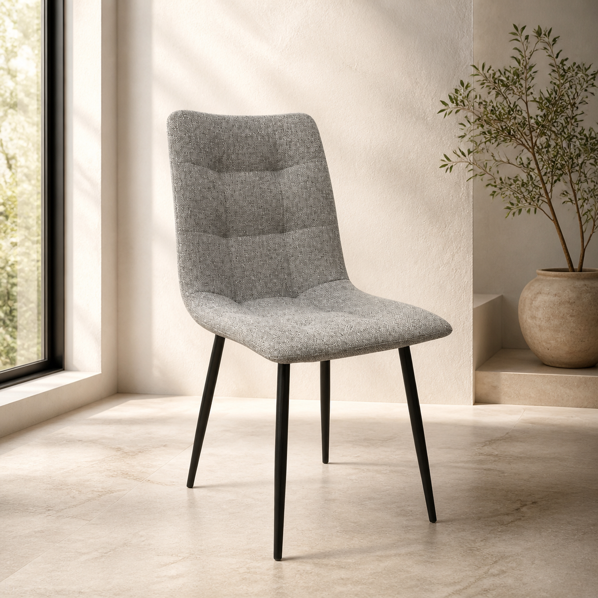 Silla Moderna Tela Gris Claro 112-509
