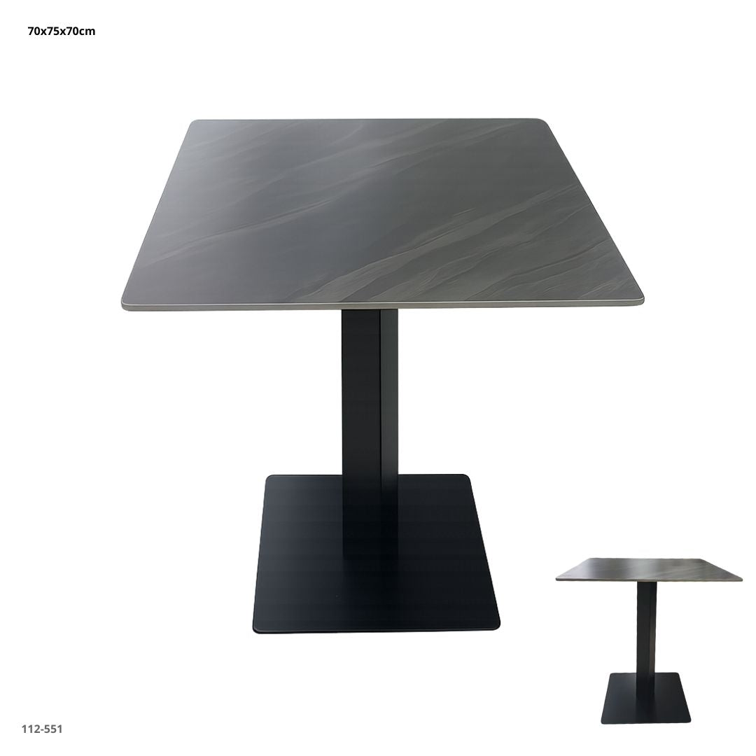 MESA MODERNA DE MARMOL GRIS/ BASE NEGRA