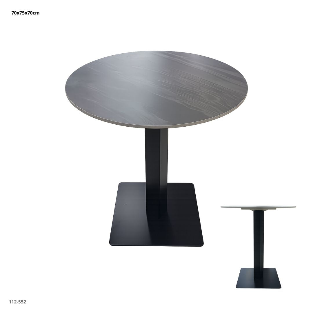 MESA MODERNA DE MARMOL GRIS/ BASE NEGRA